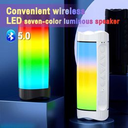 Portable Speakers Portable Wireless Bluetooth-compatible Subwoofer LED Colour Light Subwoofer Stereo FM Radio Support R230801