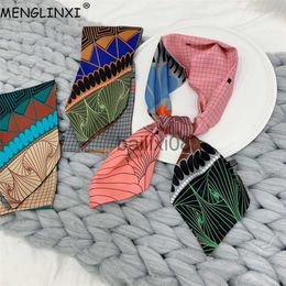 Scarves Double Printing Long Silk Scarf Women Neckerchief Skinny Bag Scarf Female Neck Twill Silk Scarf Head Scarves Wraps For Ladies J230801