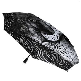Umbrellas Panda 3 Fold Automatic Umbrella Lines Portraits Carbon Fiber Frame Portable Sun And Rain For Men