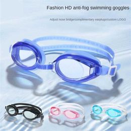 Swimming goggles anti-fog UV protection diving goggles anti-ultraviolet high-definition flat mirror adult child silicone goggles