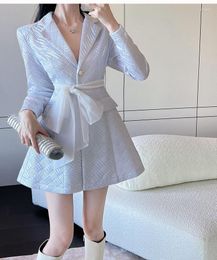 Casual Dresses Dress 2023 Spring/Summer Style Celebrity Lace Up Sexy Personality Collar Long Sleeve Suit A-line