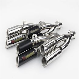 38-51 mm Universal Motorcycle Exhaust Pipe Double-outlet Exhaust Muffler Pipe Slip On Dirt Street Bike Motorcycle266r