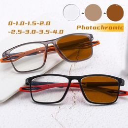 Sunglasses TR90 Frame Pochromic Glasses Men Women Lightweight Flexible Myopia Eyewear Unisex Vintage Trendy Short Sighted Eyeglasses