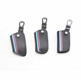 1pcs Carbon Fibre leather Smart Remote Key Case Cover Holder Key Chain Cover Remote For BMW 1 3 5 6 7 Series X1 X3 X4 X5 X6214F