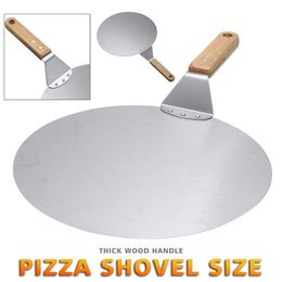 Baking Moulds Kitchen Pizza Peel Shovel Paddle Stainless Steel Spatula Pancake Tool With Wood Handle Tools 230731