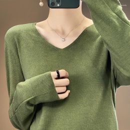 Women's Sweaters S Autumn Pullover Cashmere Knitted Sweater Chic Tops Spring Fine Wool Thin Jumper Casual V-Neck Women Shirt