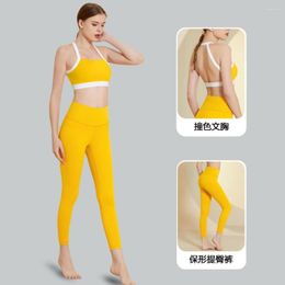 Active Sets Gym Set Yoga Suit For Women 2 Piece Women's Fitness Shockproof Top High Waist Leggings Black Sport Sportswear