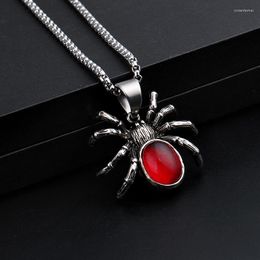 Pendant Necklaces Punk Vintage Spider Necklace Red Crystal Jewellery Halloween Party Decor Gifts For Men Women Hip Hop Wholesale