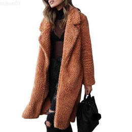 2023 Autumn Winter Faux Fur Coat Women Warm Teddy Coat Ladies Fur Teddy Jacket Female Long Coat Plus Size Outwear Plush Overcoat G0913