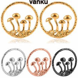 Navel Bell Button Rings Vanku 2PC Stainless Steel mushroom Ear Weights hangers for Stretched Ears Gauges Ear Plugs Tunnels Body Piercing Jewelry 230731