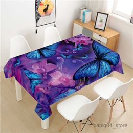 Table Cloth Fashion Butterfly Tablecloth Home Dining Table Cover Coffee Table Decor Picnic Rectangular Waterproof and Oil-proof Tablecloth R230801