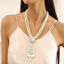 Pendant Necklaces Baroque Drops Pearl Long Tassel Choker Necklace For Women Beaded Link Clavicle Chain Trend Wedding Jewellery Gift