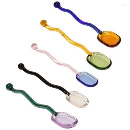 Spoons Creative Glass Milk Stained Spiral Spoon Crystal Candy Dessert Long Handle Kitchen Tableware Stirrer Rod