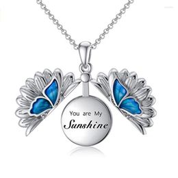 Pendant Necklaces Flower Cremation Jewellery For Ashes Silver Colour Sunflower Butterfly Urn Necklace Women Men Memories