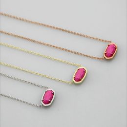 Pink Necklace Rose turquoise Real 18K Gold Plated Dangles Glitter Jewelries Letter Gift W