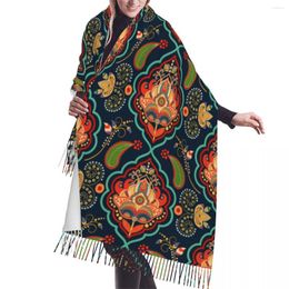 Scarves Colourful Ethnic Abstract Geometric Print Scarf Winter Long Large Tassel Soft Wrap Pashmina