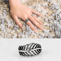 Wedding Rings Trendy Silver Colour Leaf For Women Bridal Engagement Jewellery Large Opening Antique