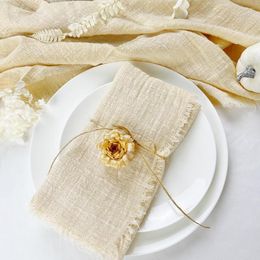 Table Napkin 4PCS Retro Gauze Wedding Cloth Napkins Fringe Cotton Cheesecloth Christmas Decor Tea Towels Dinner Party Rustic