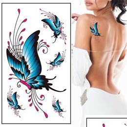 Other Health Beauty Items Temporary Tattoo Sticker Waterproo Womens 3D F Body Art Decals Fake Tatoo Taty Butterfly Tattoo250D Drop Dhwwd