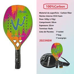 Tennis Rackets Camewin 100 Full Carbon Fiber Rough Surface Beach Racket With Cover Bag Send Overglue Gift Presente 2023 230731