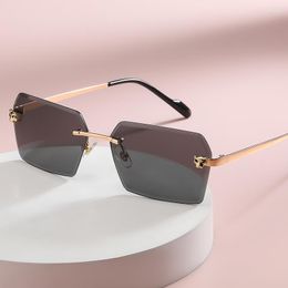 Sunglasses 2023 Rimless Gradient Men Women Unisex Fashion Metal Luxury Sun Glasses Lunette De Soleil Femme UV400