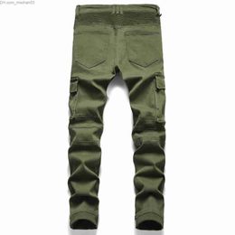 Men's Pants Denim jeans men's riding pants green motorcycle jeans straight design extra large casual pants Z230801