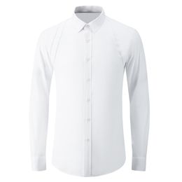 New Cotton Black White Male Shirts Luxury Long Sleeve Solid Color Business Casual Mens Dress Shirts Slim Fit Party Man Shirts