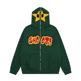 Men's Hoodies Sweatshirts American Style Retro Y2K Star Printed Letters Plus Fleece Hooded Sweater Mens and Womens Loose Casual All-Match Jacket 230731