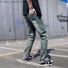 Men's Pants 2022 New Elastic Splice Hip Hop Men's Ultra thin Jeans Pants Y2K Punk Gothic Ankle Zipper Vintage Pencil Bike Denim Trousers Z230801