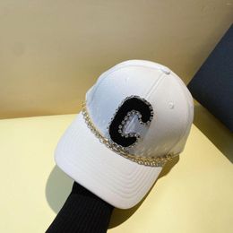 Ball Caps Selling Rhinestone Chain Embroidered Letter Baseball Hats For Men And Women With Curved Brim Sunscreen Travel Hat