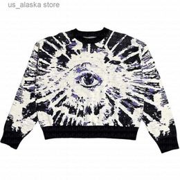 Men's Sweaters Y2K Knitted Sweater Men Women Harajuku eye Graphic Retro Vintage Knitted Sweater Unisex Cotton couple Pullover T230801