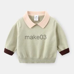 Cardigan 2023 Spring Autumn Winter 2 3 4 6 8 10Years Knitted Handsome Patchwork School Student TurnDown Collar Sweater For Baby Kids Boy J230801