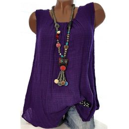 Women's Tanks Camis Boho Women Linen Tank Top Solid Colour Loose Plus Size Camisole Tunics Summer Sleeveless Camis Tops 230731