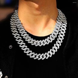 Chains 13MM Hip Hop Men Prong Cuban Link Chain Necklace Iced Out 2 Row Rhinestone Paved Miami Rhombus Curb Jewellery Women