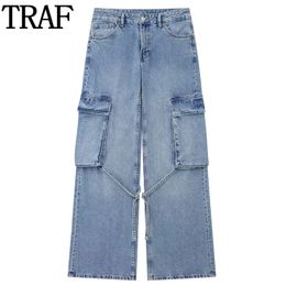 womens pants capris tarf cargo jeans pants for women blue mid waist denim pants women summer wide leg pants women y2k streetwear baggy pants woman 230731