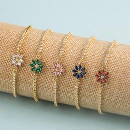 Charm Bracelets XUANYU Personalised And Fashionable Eight Petal Flower Crystal Zircon Adjustable Women's Bracelet Friendship Jewellery