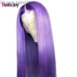 Synthetic Wigs Synthetic Wigs Purple/Red/Green/Blue/Pink color None Lace Front Hair for Women Transparent Frontal Pre Plucked Glueless Straight Wig Z230801