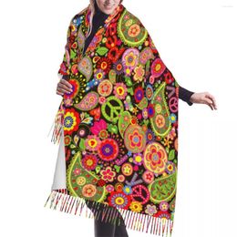 Scarves Autumn Winter Warm Hippie Colorful Flowers Fashion Shawl Tassel Wrap Neck Headband Hijabs Stole