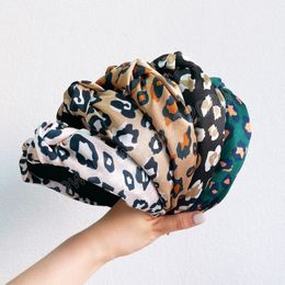 New Fashion Headband For Women Centre Knot Leopard Cloth Hairband Casual Autumn Turban Girls Hair Accessories