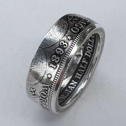 Classic Coin Ring Vintage Morgan Half Dollar "america" Engraved in 1945. We Believe Will Collect Jewelry