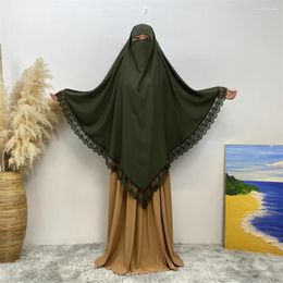 Ethnic Clothing 13Colors One Layer Lace Khimar Overhead Hijab Headscarf Shawls Long Tops Arab Prayer Niqab Dress Ramadan Muslim Islamic