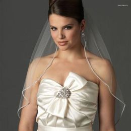 Bridal Veils One Layer With Comb Birdcage Short White Ivory Tulle Beaded Edge