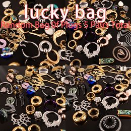 Navel Bell Button Rings Vankula Body Piercing Lot Random Bag Ear Plugs 5 Pairs Total include 1 pair ear weight 4 pairs ear gauges/plugs/Stone plugs 230731