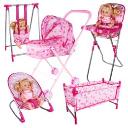 Dolls Baby Doll Stroller Kids Play House Toys Baby Bed Doll Cart Furniture Baby Girls Toys Toddlers Nursery Play Toys Doll Accessories 230801