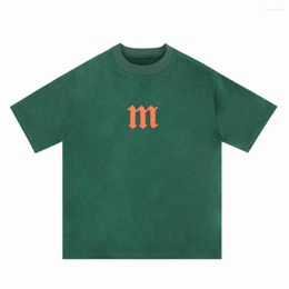 Men's T Shirts Solid Letter Print Suede Summer O Neck Tshirts For Men Women Short Sleeve Hip Hop High Streetwear Casual Oversized Top Tees