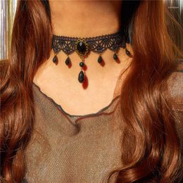 Choker 2023 Gothic Punk Style Short Necklace Black Lace Neck Chain Collar Pendant Retro Women's Steampunk Jewellery