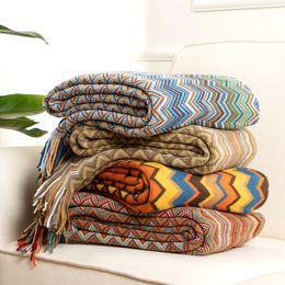 Comforters sets Battilo Blanket Bohemian Throw Knit With Tassel Sofa Blankets Super Soft Bed Plaid Decorative 230801