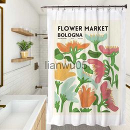 Shower Curtains Fresh Colourful Floral Shower Curtain Waterproof Fabric Simple Flowers Plants Art Painting Bathroom Shower Curtains Sets Decor x0731