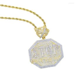 Pendant Necklaces No Rats Bail STOP Snitching Geometric Hip Hop Necklace For Men Gold Plated Paved 5A Cubic Zirconia High Quality