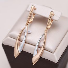 Dangle Earrings Wbmqda Elegant Geometric Long Drop For Women 585 Rose Gold Silver Colour Mix Fashion Daily Matching Fine Jewellery Gifts